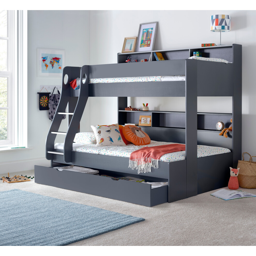 Bedmaster ( No) Oliver Triple Sleeper Storage Bunk Bed Onyx/Grey