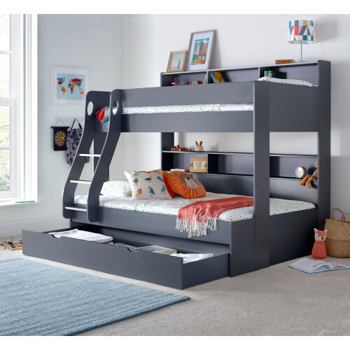 Bedmaster (Onyx Grey, Yes) Oliver Triple Sleeper Storage Bunk Bed 2