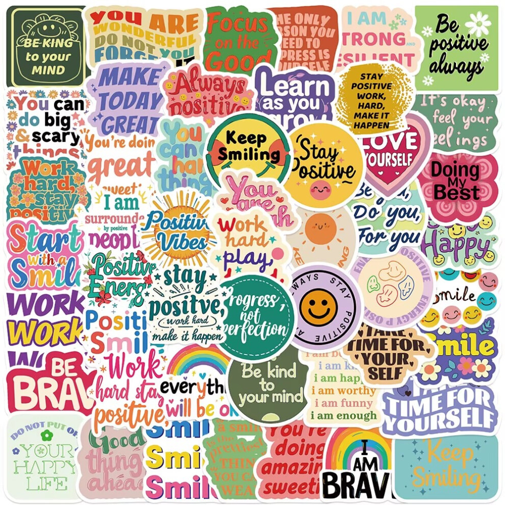 (MULTICOLOR) 50Pcs Positive Affirmation Reward Stickers INS Style Graffiti Decals For Water Cup Hand Account Skateboards Notebooks Stickers