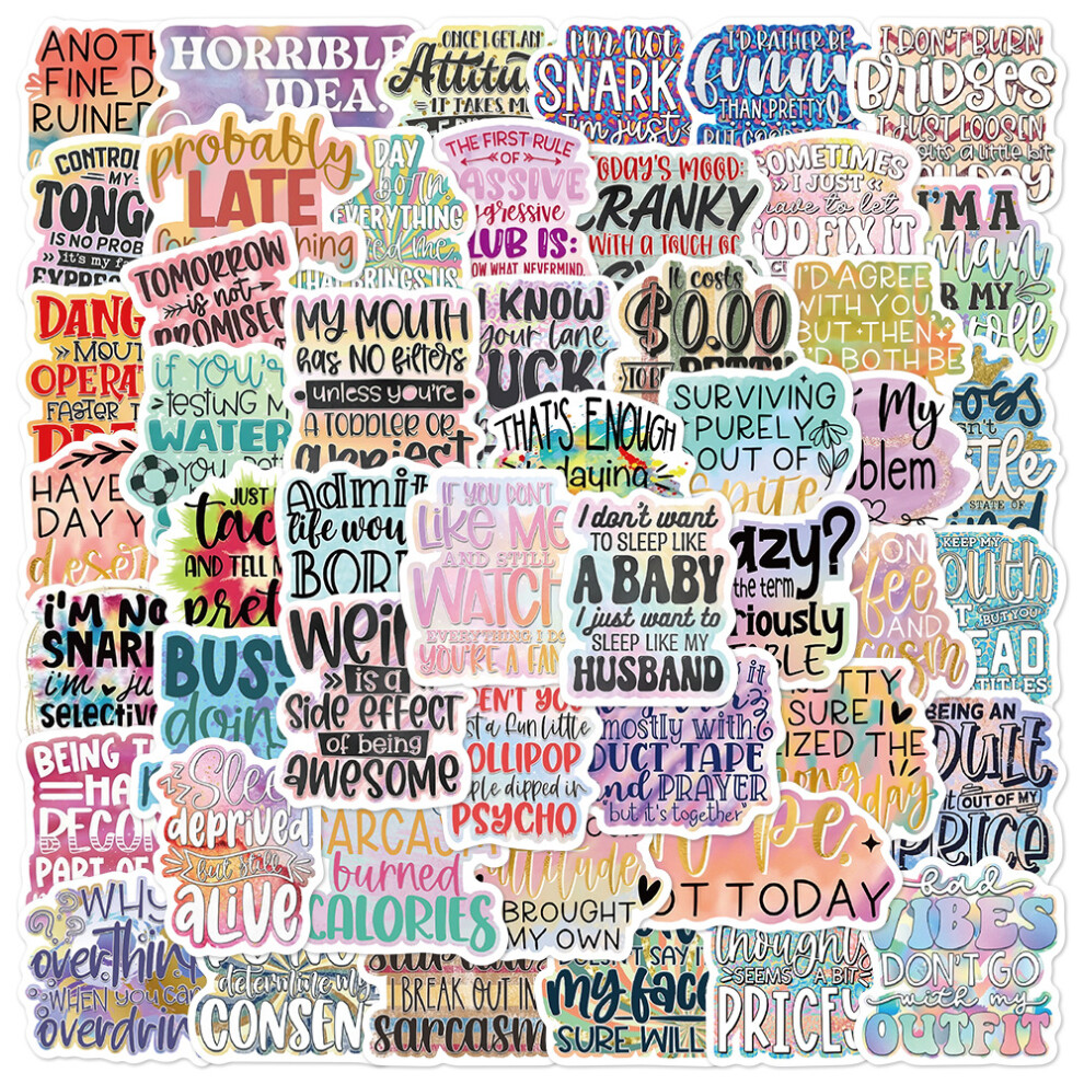 (MULTICOLOR) 50PCS Sarcastic English Stickers Colorful Graffiti Decals For Scrapbook Laptop Guitar Hand Account Skateboard Cartoon Stickers