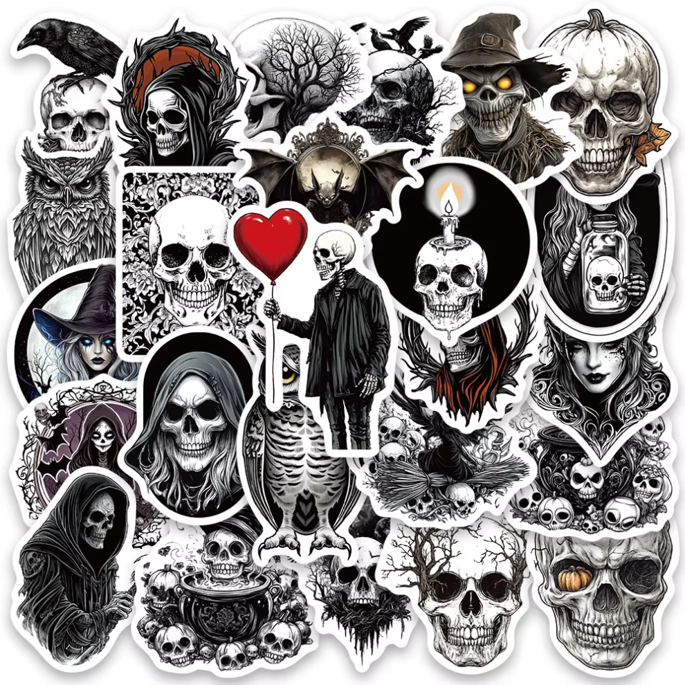 (MULTICOLOR) 50Pcs Gothic Darkness Aesthetic Witch Skull Stickers For Luggage Laptop Water Bottle Notebook Waterproof Graffiti Vinyl Decals
