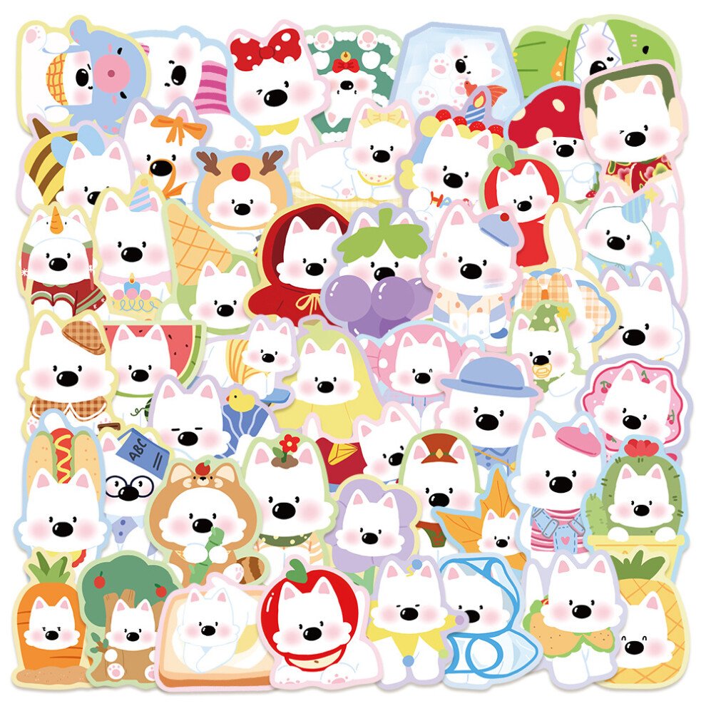 (MULTICOLOR) 50PCS Cute West Highland White Terrier Dog Stickers DIY Stickers Scrapbooking Phone Luggage Skateboard Waterproof Graffiti Decal