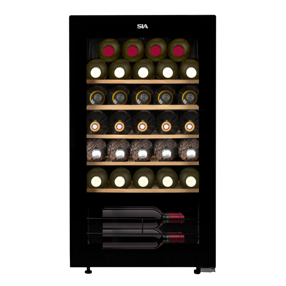 SIA HSWC90BL/G Freestanding 90L, 34 Bottle Wine Cooler Chiller in Black