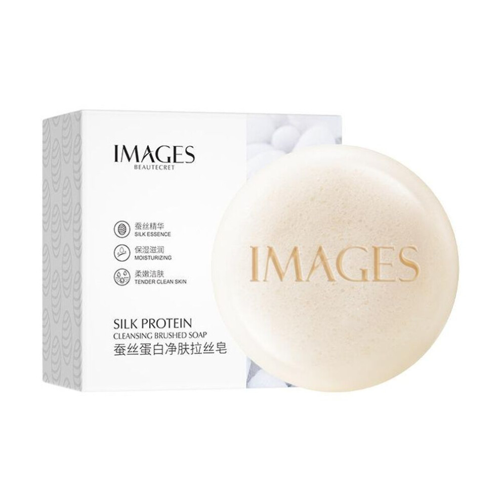 (as the picture, 100g) IMAGES Silk Protein Cleansing Brushed Soap Moisturizing Cleansing Dirt Purifying Pores Body Cleansing Soap