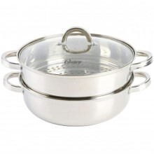Oster 82926.03 11 in. Sangerfield Stainless Steel Everyday Pan with Steamer & Lid - 3 Piece
