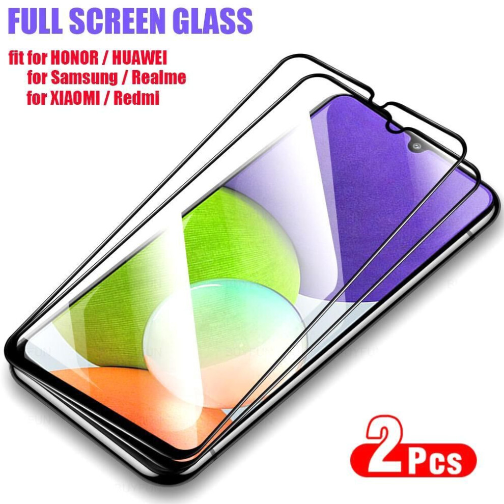 (black, Samsung Galaxy M32) 2pcs Full Screen Protector Tempered Glass Film For Samsung Galaxy S20 S21 Fe A12 A52 A22s A52s 5g A13 A53 Realme 10 8 9 8i Redmi 8 9a 9a 9c 10c 9at