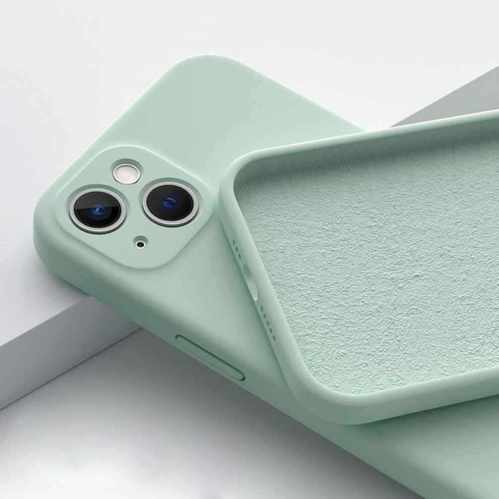 (light green, iPhone XR) Color Dark Purple Square Liquid Silicone Phone Case For iPhone 12 13 14 Pro Max Mini 14 Plus Full X XS MAX 6 6S 7 8 SE 2022 Protection Cover