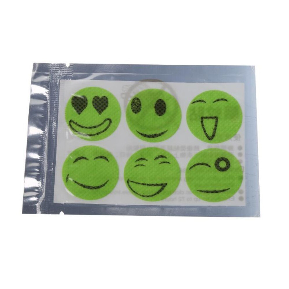 (green) Smiley Face Anti Mosquito Mozzie Insect Bug Bugs Repellent Stickers Patch