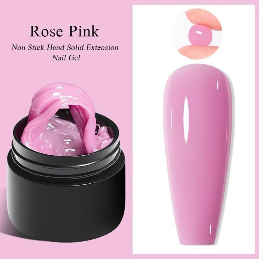 (Rose Pink) Meet Across Non Stick Hand Solid Extension Nail Gel Clear Nude Pink Extension Gel Rhinestone Glue Gel Easy To Operate 7ml