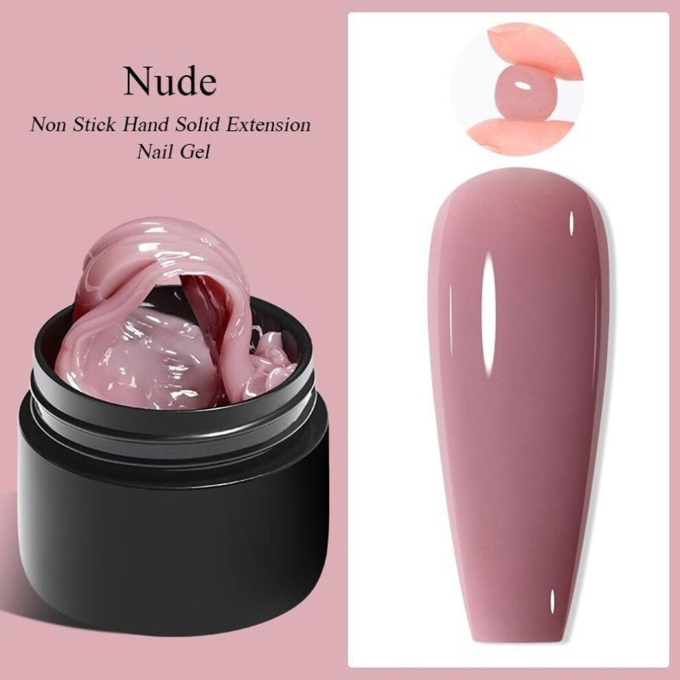 (Nude) Meet Across Non Stick Hand Solid Extension Nail Gel Clear Nude Pink Extension Gel Rhinestone Glue Gel Easy To Operate 7ml