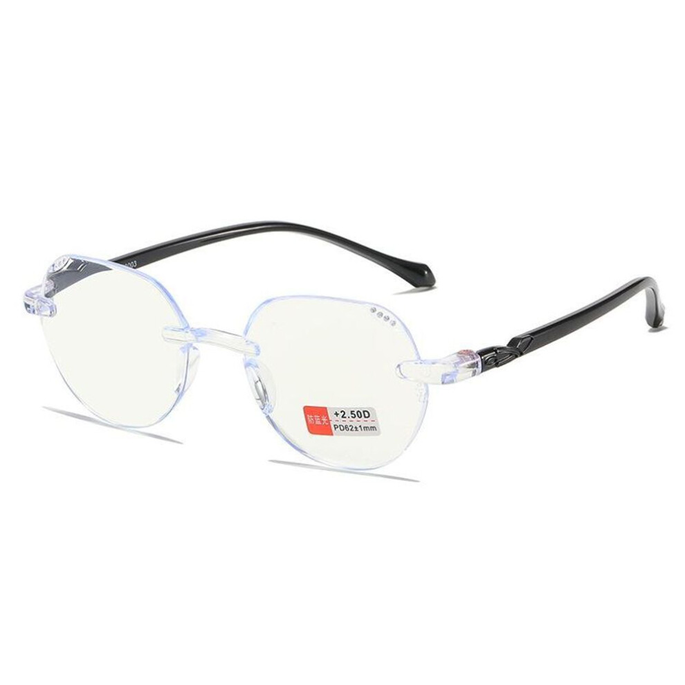 (black, +3.0) Fashion Women Frameless Reading Glasses Plastic Presbyopia Eyewear For Men