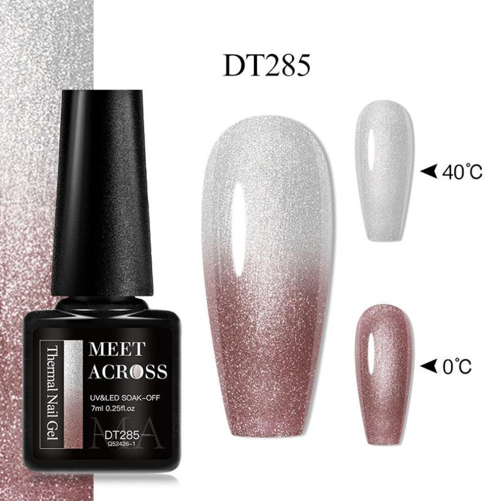 (DT285) 7ml Thermal Nail Gel Polish 3 Layers Gradient Nude Pink Glitter Temperature Color Changing Semi Permanent Nail Art Varnish
