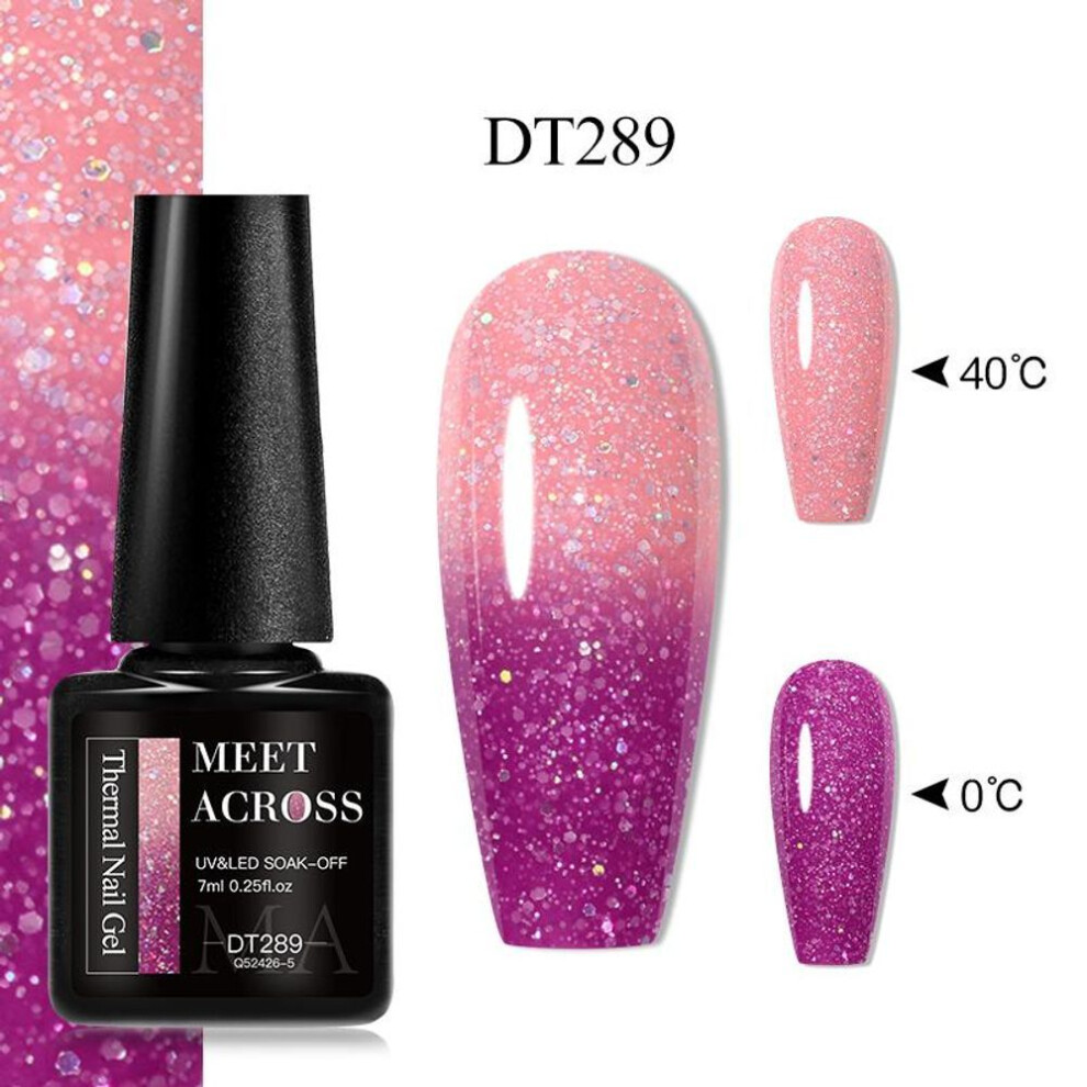 (DT289) 7ml Thermal Nail Gel Polish 3 Layers Gradient Nude Pink Glitter Temperature Color Changing Semi Permanent Nail Art Varnish