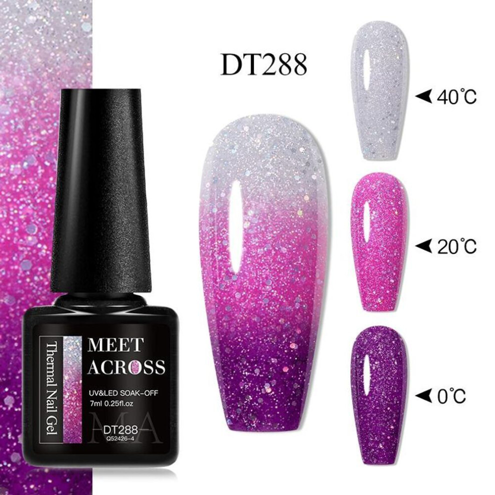 (DT288) 7ml Thermal Nail Gel Polish 3 Layers Gradient Nude Pink Glitter Temperature Color Changing Semi Permanent Nail Art Varnish