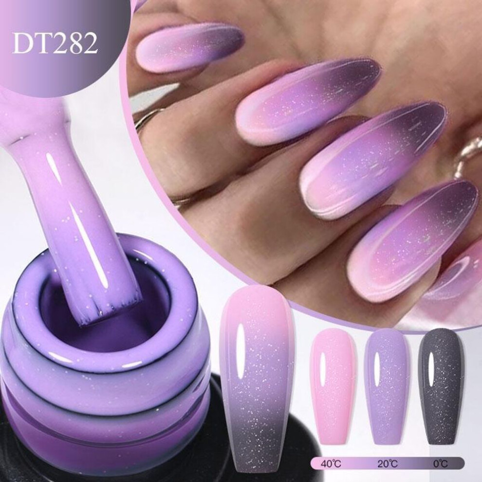 (FFQ52420-4) MEET ACROSS 7ml Purple Glitter Auroras Thermal Gel Nail Polish Winter 3 Layers Temperature Color Changing Semi Permanent Manicure Nail Art Gel Varnish