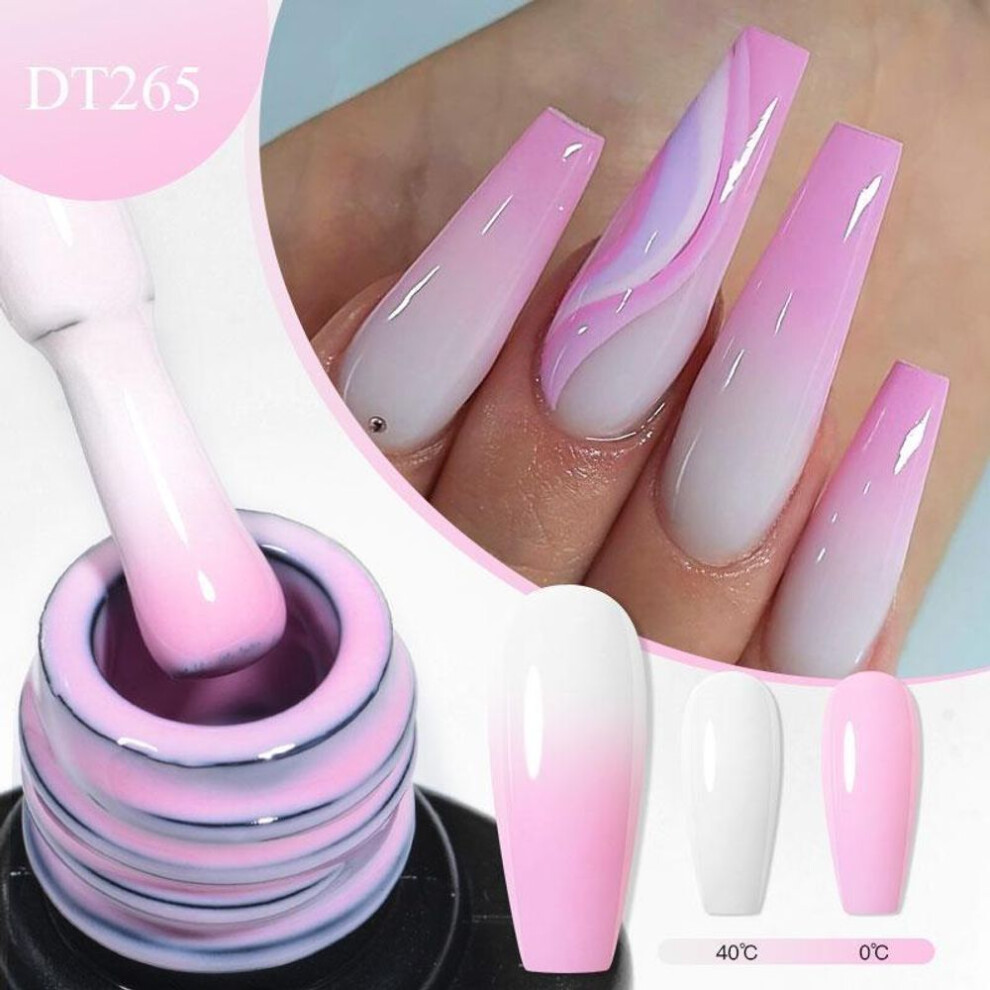 (FFQ52411-1) MEET ACROSS 7ml Purple Glitter Auroras Thermal Gel Nail Polish Winter 3 Layers Temperature Color Changing Semi Permanent Manicure Nail Art Gel Varnish