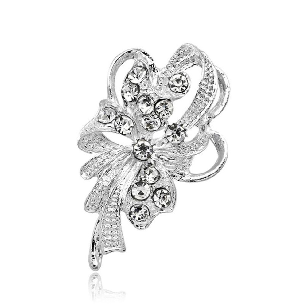 (as the picture, One Size) Studded Crystal Chic Elegant Rhinestone Dancing Swan Brooch Pin Wedding Jewelry