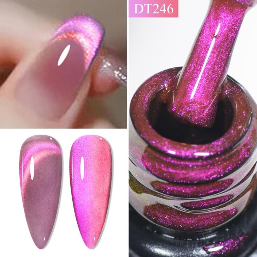 (DT246) Meet Across 7ml Cat Eye Magnetic Gel Nail Polish Semi Permanent Dynamic Glitter Reflective Nail Gel Soak Off Uv Gel Nail Art Varnish