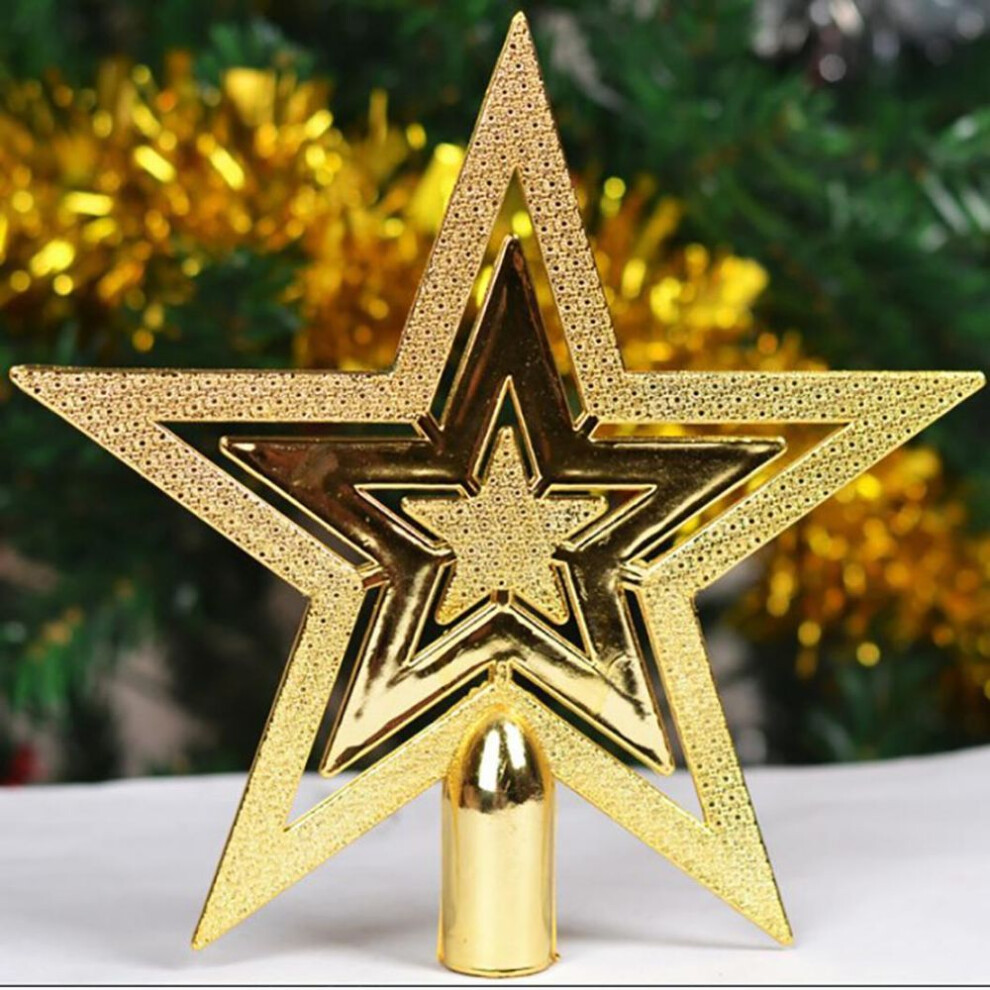 (golden, 20 cm) Outdoor Home Decor Merry Christmas Ornaments Tree Topper Glitter Star Decoration