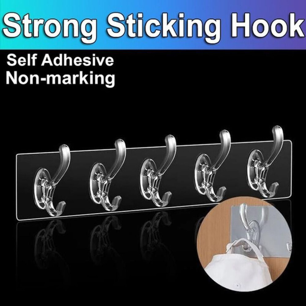 (as the picture, 5) Strong Adhesive Row Hooks Rustproof Waterproof Clothing Towels Coats Keys Bags Hats Bath Ball Hanging Wall Hooks For Bathroom Kitchen Shower Door