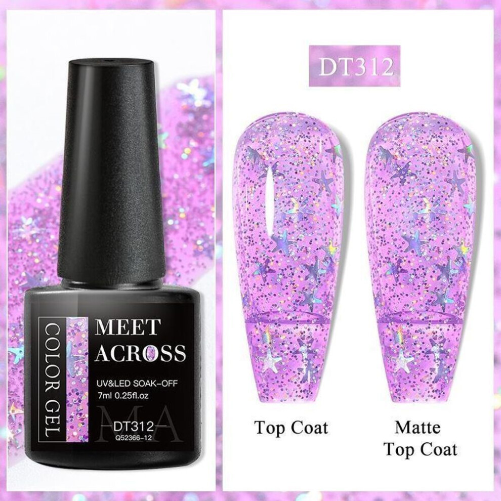 (DT312) MEET ACROSS Glitter Nail Gel Polish Popular Nude Pink Red Blue Glitter Gel Polish Colorful Gel For Starter Manicure Nail Art Salon
