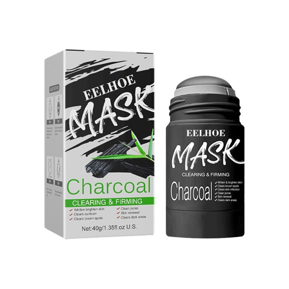 (as the picture, Bamboo charcoal) Green Tea Solid Facial Mask Oil Control Cleaning Acne Removing Moisturizing Smearing Facial Mask Stick Bamboo Charcoal Solid Facial Mask Stick