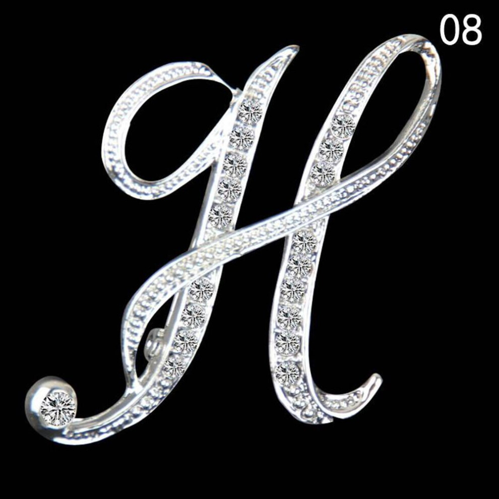(H) 1pc Jewelry Brooch Charm 26 Letters Crystal Pins Decoration Rhinestone Classic
