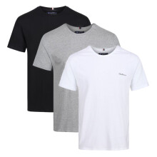 (BLACK/WHITE/GREY MARL, Small) Ben Sherman Otto 3 Pack T-Shirt
