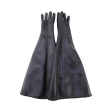 (As show, One size) Rubber Black Sandblaster Gloves Stripe Abrasive Sand Blasting Gloves For Blasting Cabinet 65x30cm