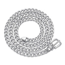 (As show, One size) 1Pc Delicate Shining Waistband Punk Waist Belt Metal Waist Chain (Silver)