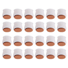(24PCS, White) Chair Leg Covers With Felt Bottom Soft Silicone Furniture Foot