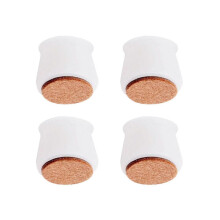 (4PCS, White) Chair Leg Covers With Felt Bottom Soft Silicone Furniture Foot