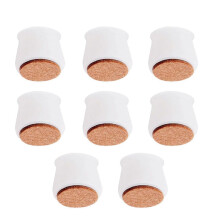 (8pcs, White) Chair Leg Covers With Felt Bottom Soft Silicone Furniture Foot