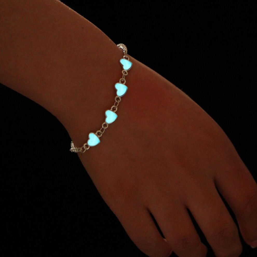 (as the picture, heart) Fashion Luminous Love Heart Pendant Bracelets For Women Wrist Punk Unique Design Jewelry Girl Gift