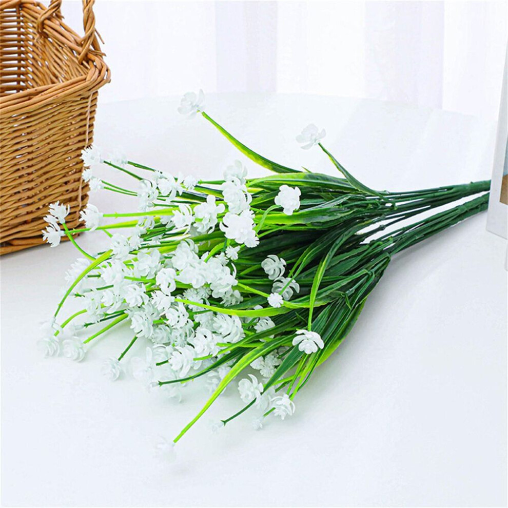 (white, One Size) Outdoor Artificial Flowers Uv Resistant Fake Plants, Faux Plastic Flower For Indoor Outside Hanging Plants Garden Porch Window Home Wedding Decor