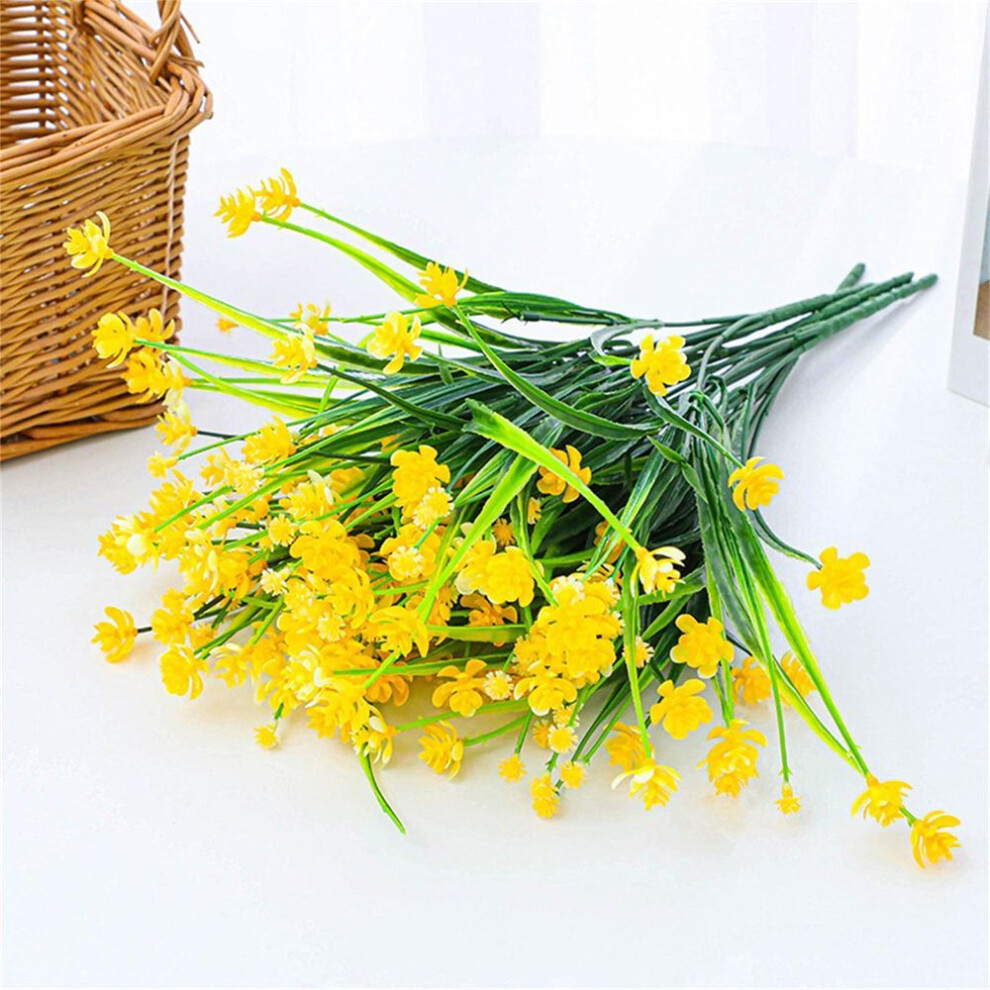 (yellow, One Size) Outdoor Artificial Flowers Uv Resistant Fake Plants, Faux Plastic Flower For Indoor Outside Hanging Plants Garden Porch Window Home Wedding Decor
