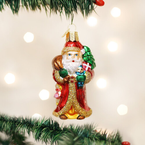 Χριστουγεννιάτικες Γυάλινες Μπάλες Old World Christmas Άγιος Βασίλης Με Δώρα 2