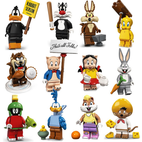 12PCS Bugs Bunny Duffy Duck Big Mouth Mini Figures Building