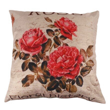 Capa de almofada decorativa vintage floral/flor linho capa de almofada para sof? decorativo (3 rosas)