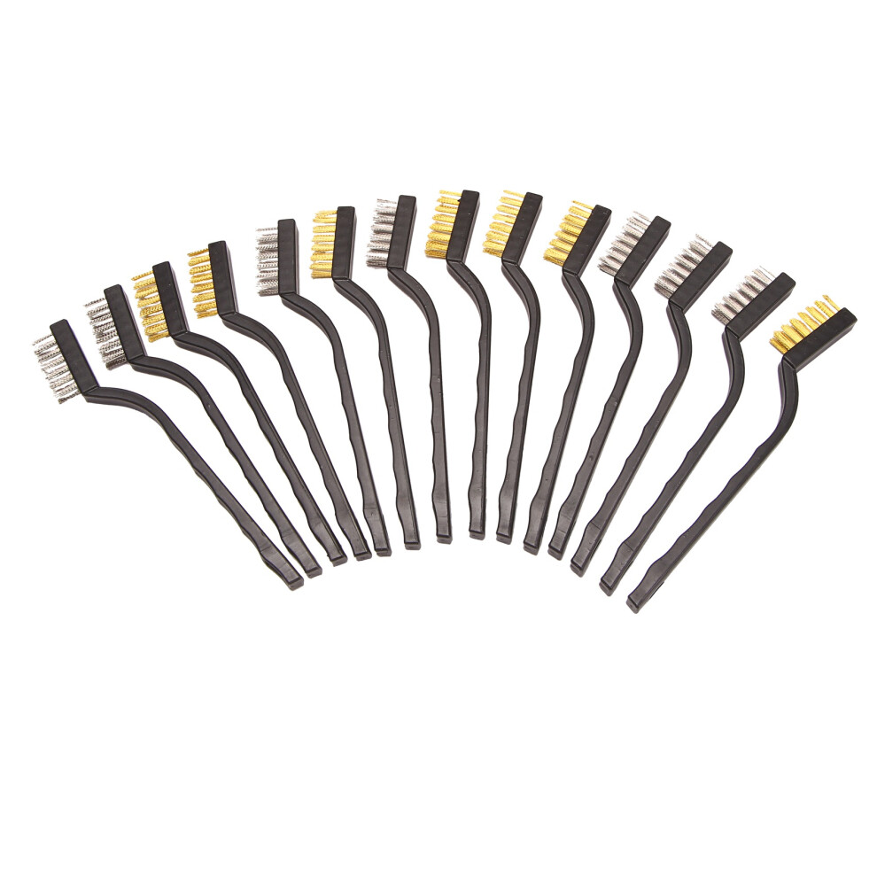 14 Pack Wire Brush Set For Cleaning Welding Slag And Rust Stainless Steel Brass Curved Handle Masonry Brush Bristle Scratch 4852884988259