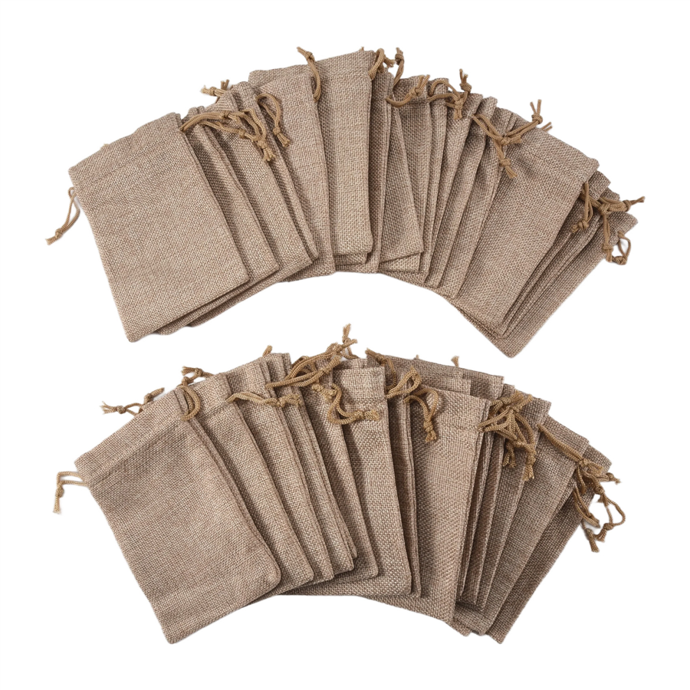 40 Bolsas De Arpillera Con Cord?N, 13 X 10 Cm, Para Regalo, Joyas, Bodas, Regalos, Manualidades, Regalos Y Navidad.-image