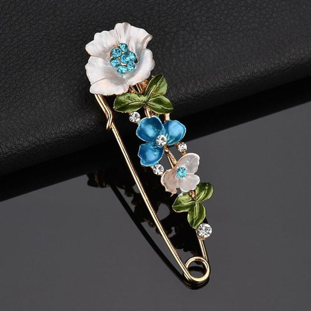 (blue) Elegant  Pin Flower Enamel Brooch Women Simple Lapel Pin Accessories