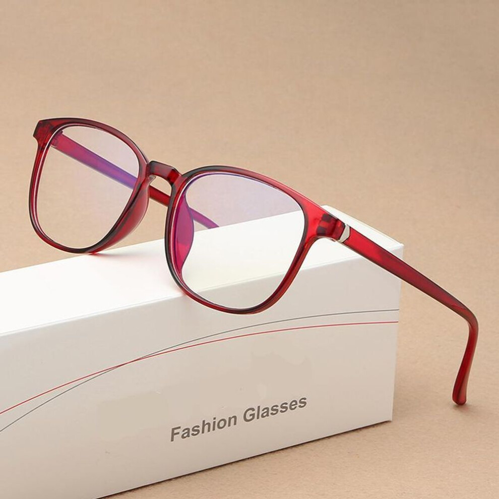 (red, +2.0) Black Square Frame Men's and Women's Reading Glasses