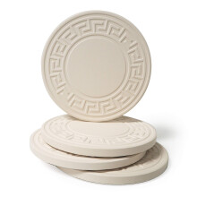 Coaster Stone Absorbent Stone Coasters 4-1/4-Inch Greek Key Set of 4