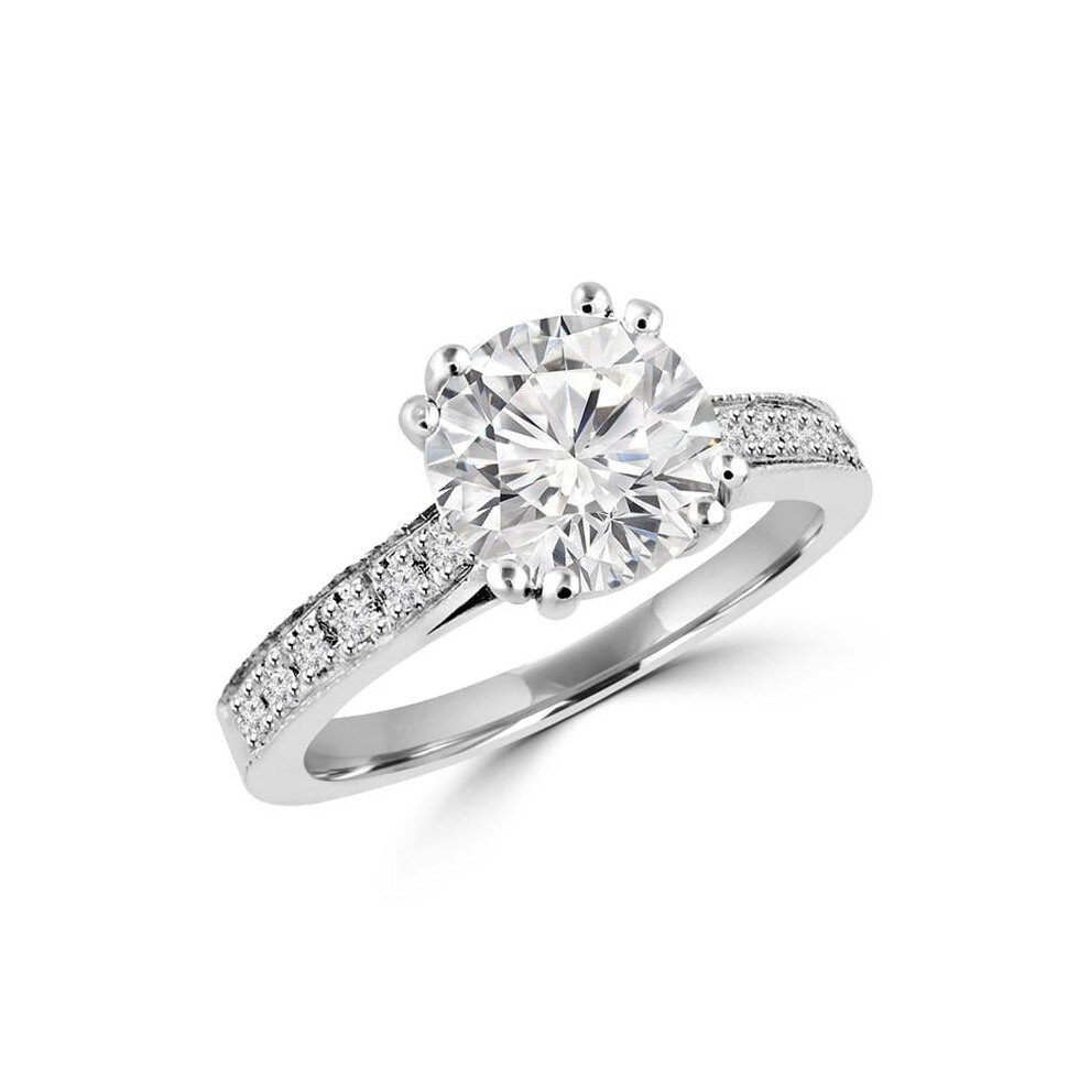 Photos - Ring Majesty Diamonds MD160110-8.75 0.8 CTW Round Cut Diamond Multi Stone Engagement  in 14K White Gold, Size 8.75