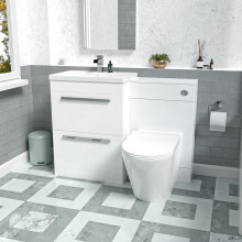 Nes Home Gloss White Vanity Unit with 2 Drawers and Back To Wall Toilet