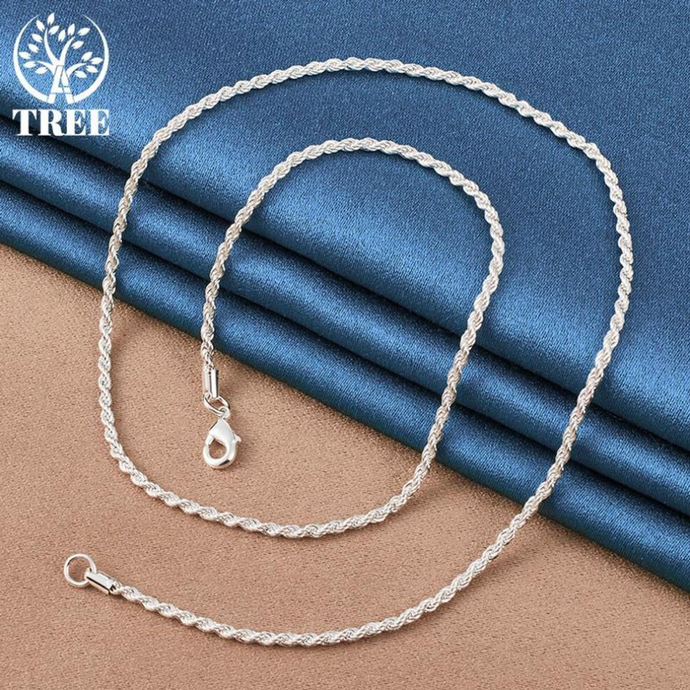 (60cm) 925 Sterling Silver 18/20/22/24/26/30 Inch 3mm Hemp Rope Chain Necklace Jewelry
