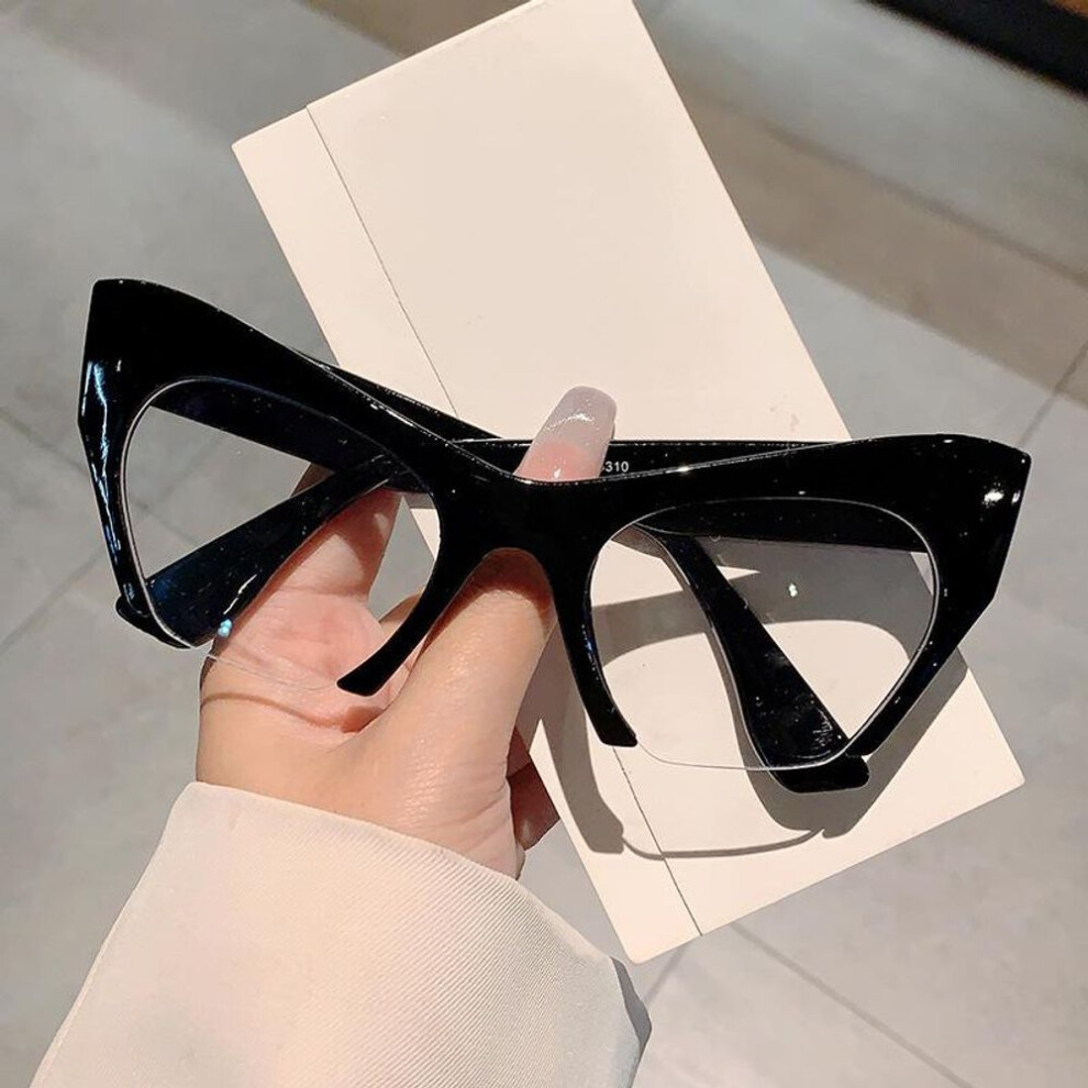 (black) Half Frame Cat Eye Anti Blue Light Fashion Glasses Leopard  Printed Spectacles Frame For Daily Party Using Office Phone Computer Eye Protection