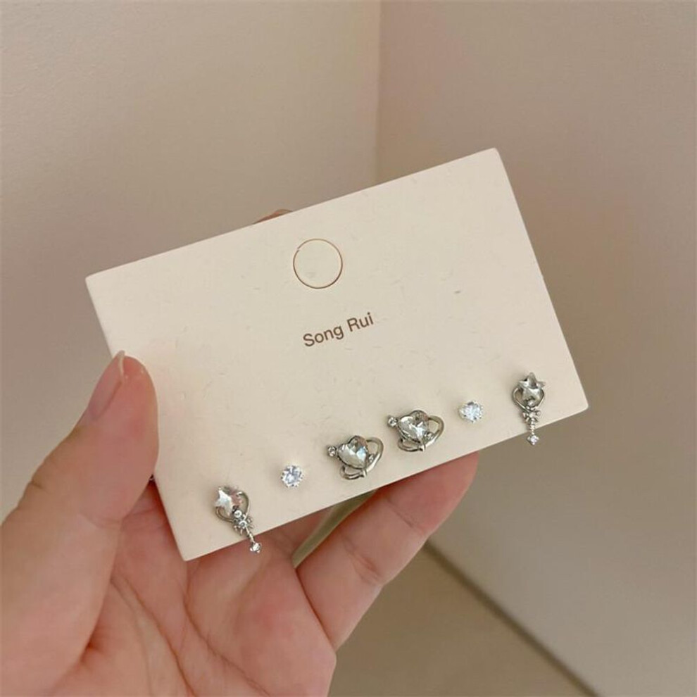 (29) IF ME Korean Butterfly Earring Set  Zircon Clover Stud Earrings for Women Y2K Accessories Jewelry