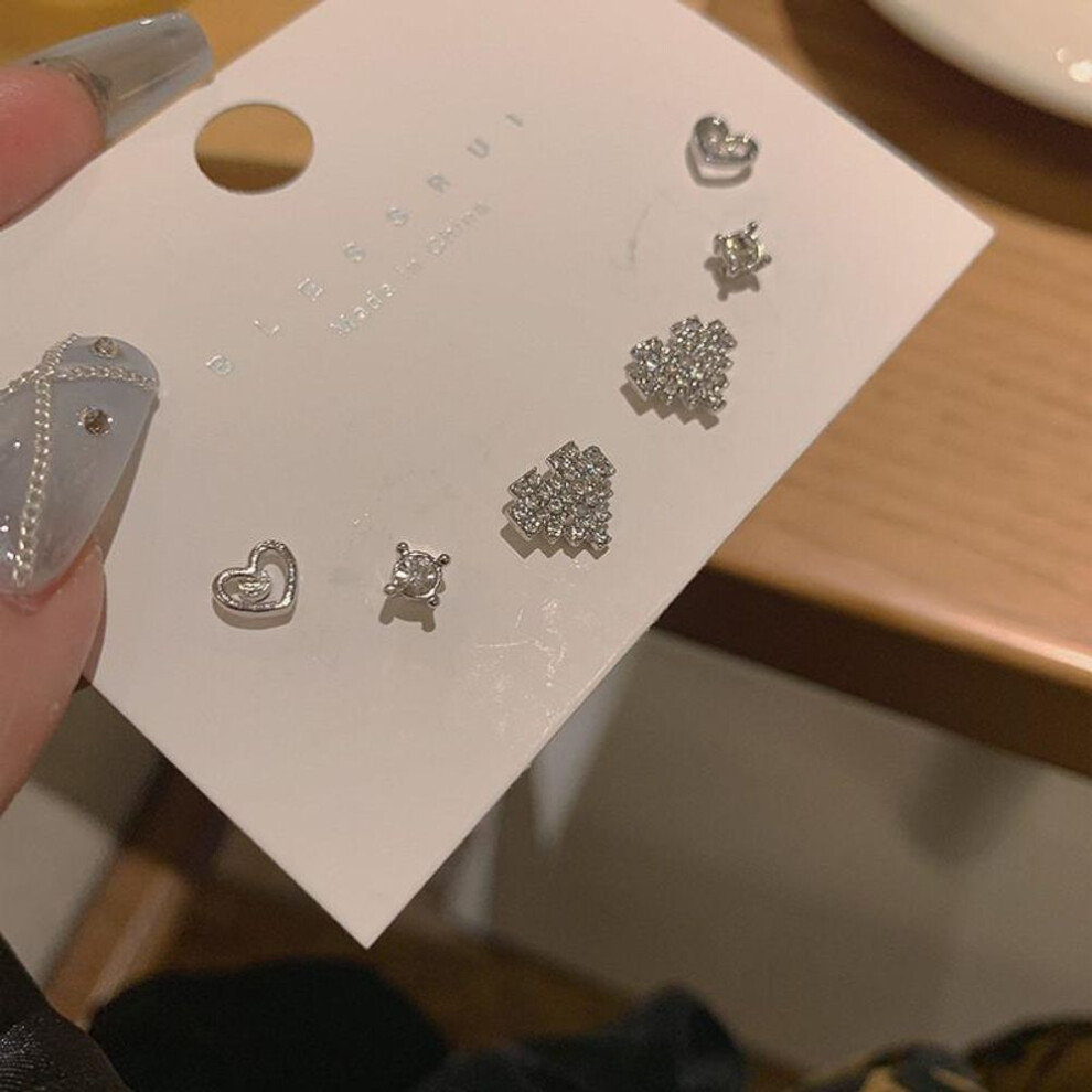 (20) IF ME Korean Butterfly Earring Set  Zircon Clover Stud Earrings for Women Y2K Accessories Jewelry